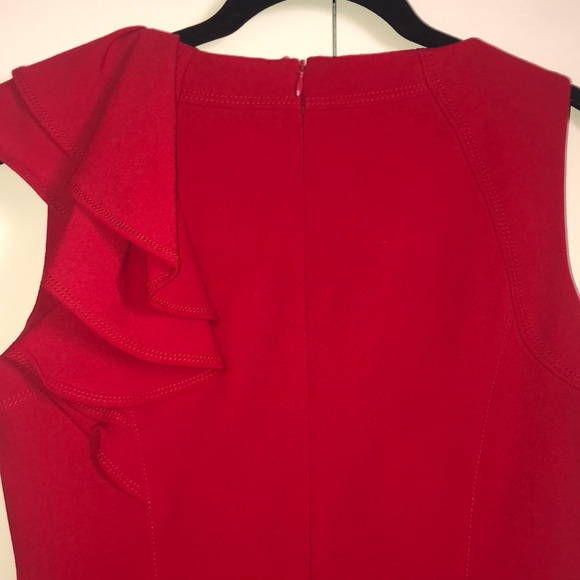 Red Calvin Klein Ruffle Dress - Picture 6 of 6